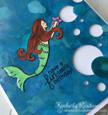 Mermaid Crossing card by Kimberly Rendino for Newton's Nook Designs | alcohol ink | mermaid | kimpletekreativity.blogspot.com
