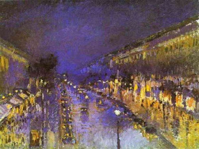 Le Boulevard Montmarte, effet de nuit -Camille Pissarro boulevard-montmarte-nuit-noche-camille-pissarro-impresionismo-national-gallery