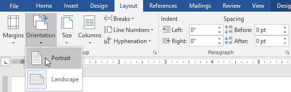 change page layout in word 2013