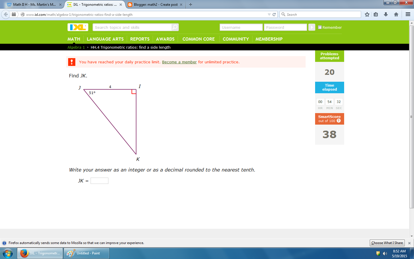 Math2 Trigonometric Ratios Find A Side Length math2-trigonometric-ratios-find-a-side-length