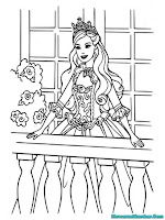 Mewarnai Gambar Putri Barbie Berdiri Di Balkon Istana