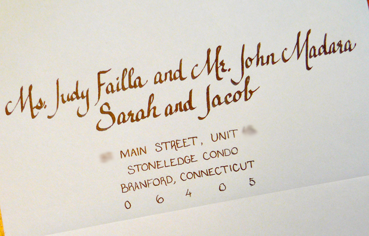 Simply Handwritten Diy Wedding Invitations And Envelope Etiquette For The Above Invitation An Inner Envelope Was Not Used And Children Guests Were Listed Along With Recipient Address
