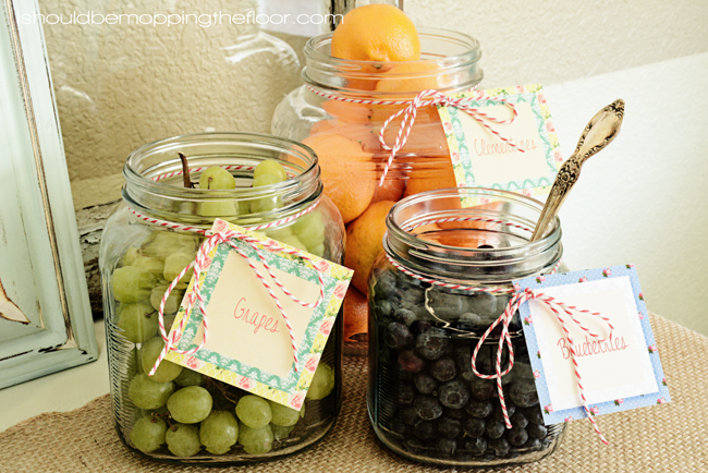 Shabby Chic Sleepover: Easy Breakfast Ideas | Free Banner & Party Food Label Printables | Lots of fun ideas and photos!