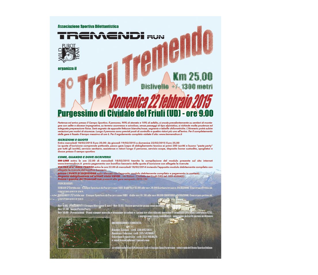 1° Trail Tremendo 22 Febbraio 2015