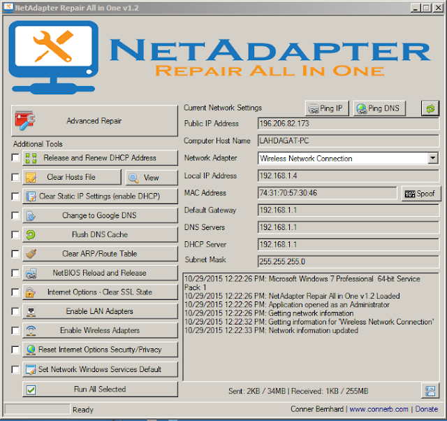 برنامج NetAdapter Repair All لإصلاح مشاكل الأنترنت وتغيير إعدادات النت
