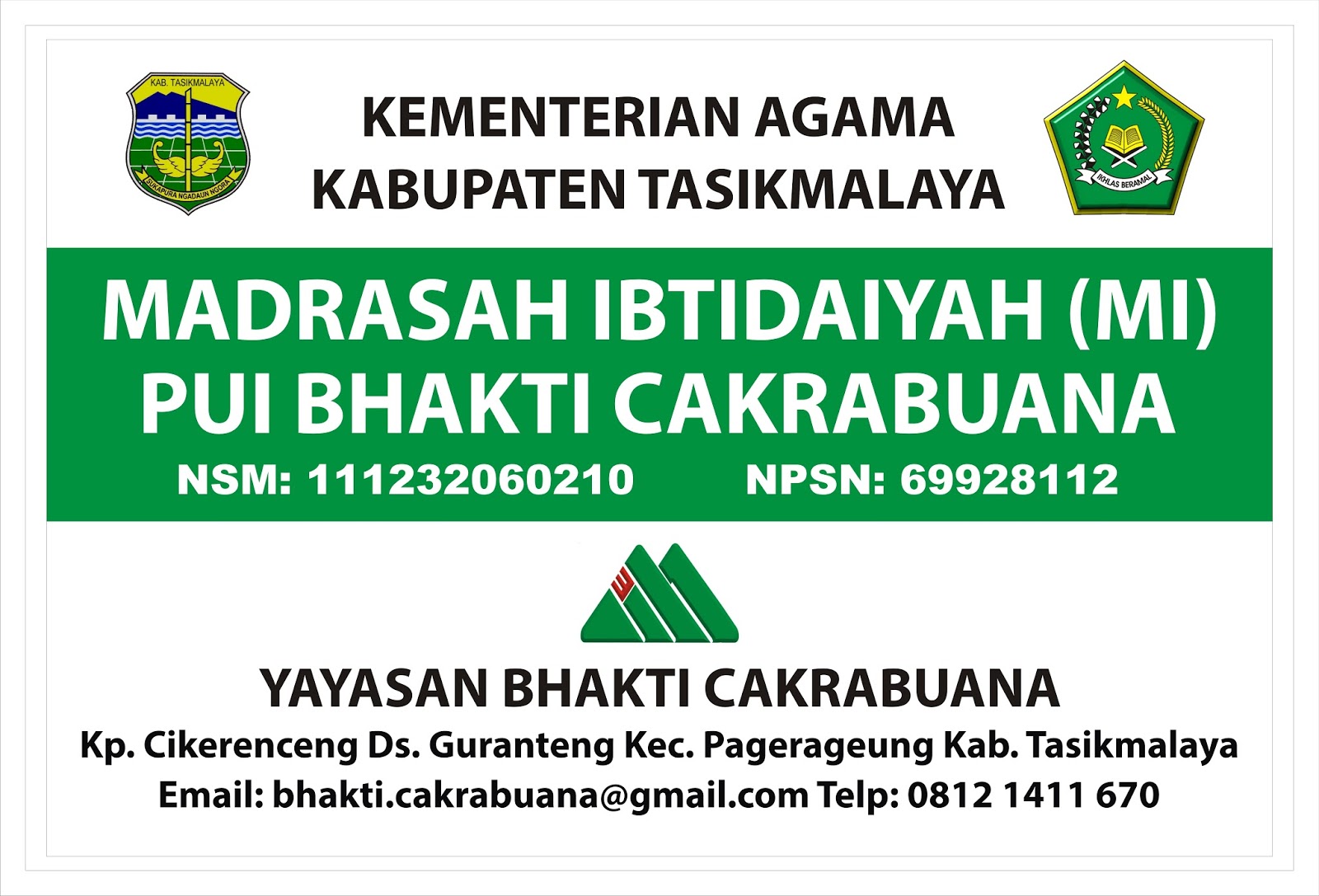 Download Gratis Contoh Banner Papan Nama Sekolah RA, SD