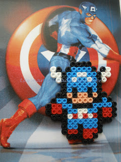 Imán hecho con Hama Beads del Capitán America