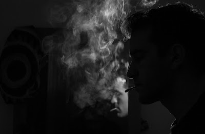 Smoking lonely man