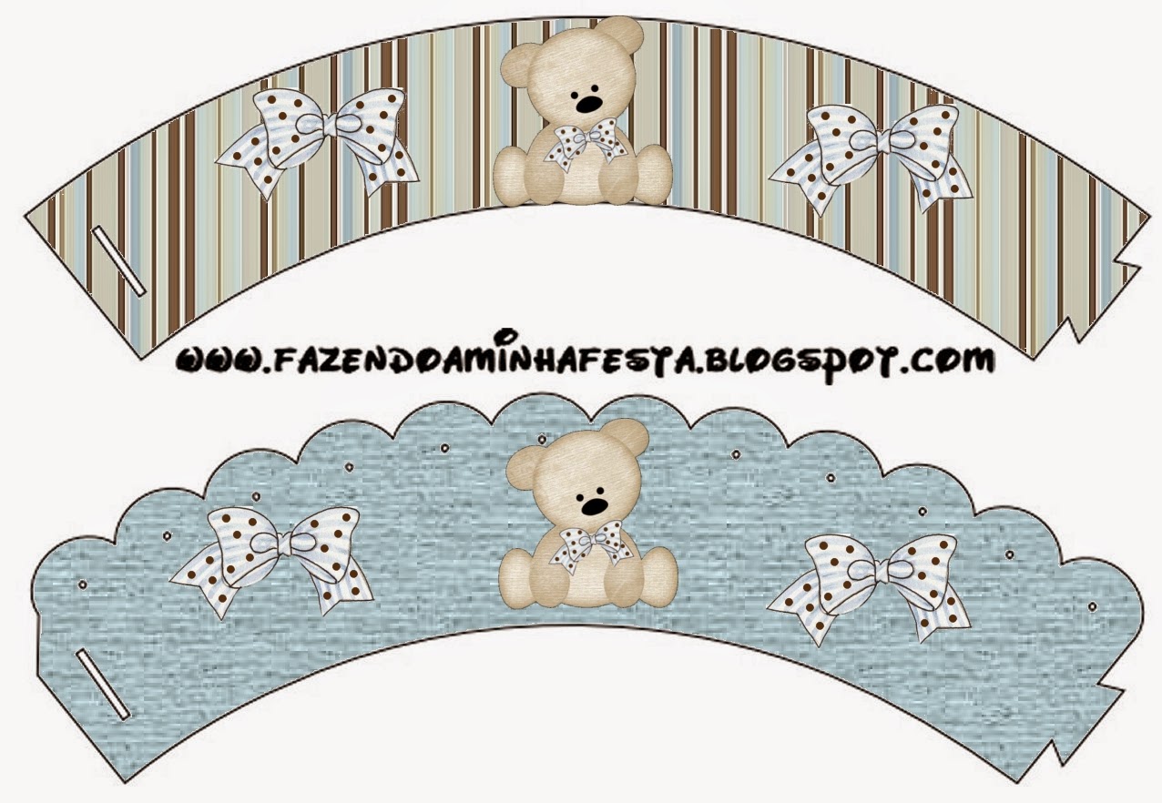 Teddy Bear Family, Free Printable Cupcake Wrappers.