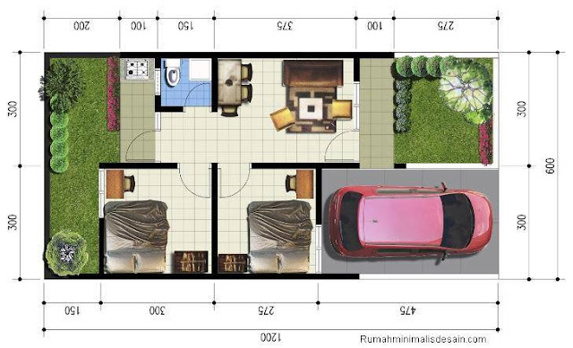 Contoh Denah Rumah Minimalis Beserta Ukurannya