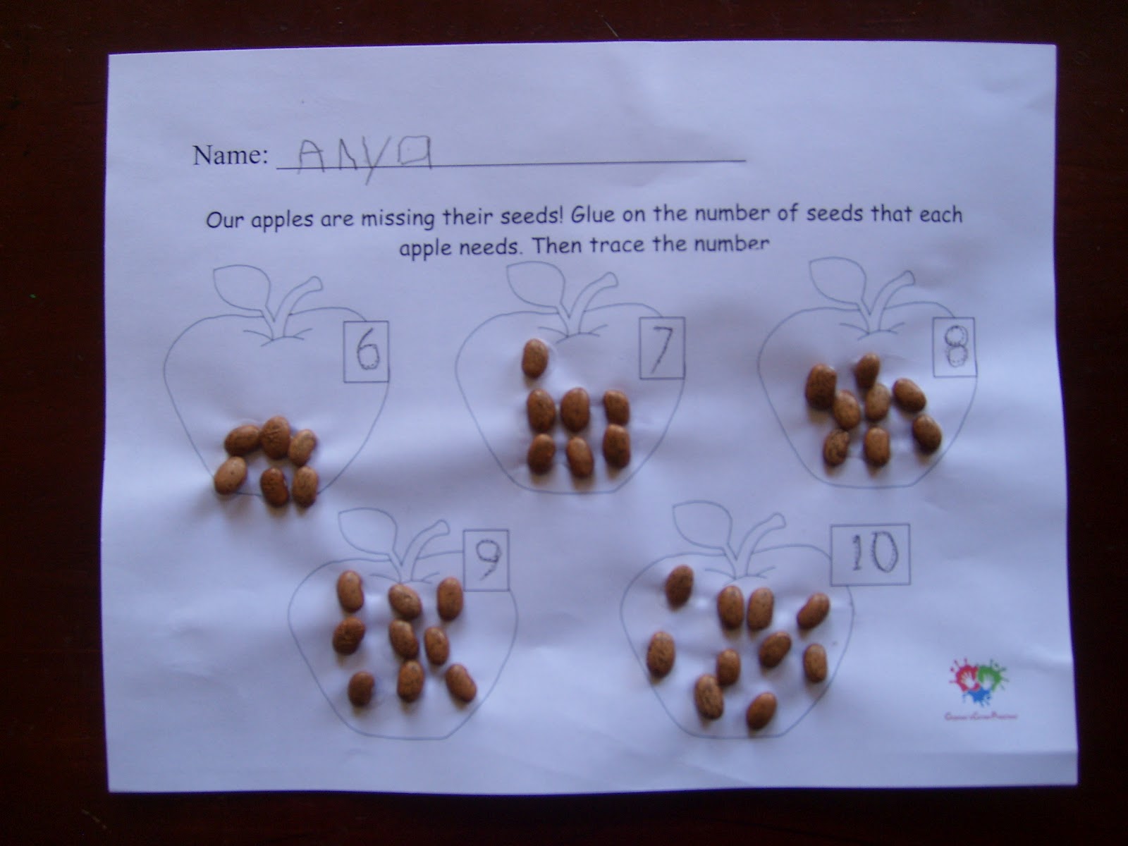 Chipman's Corner Preschool Apple Seed Counting