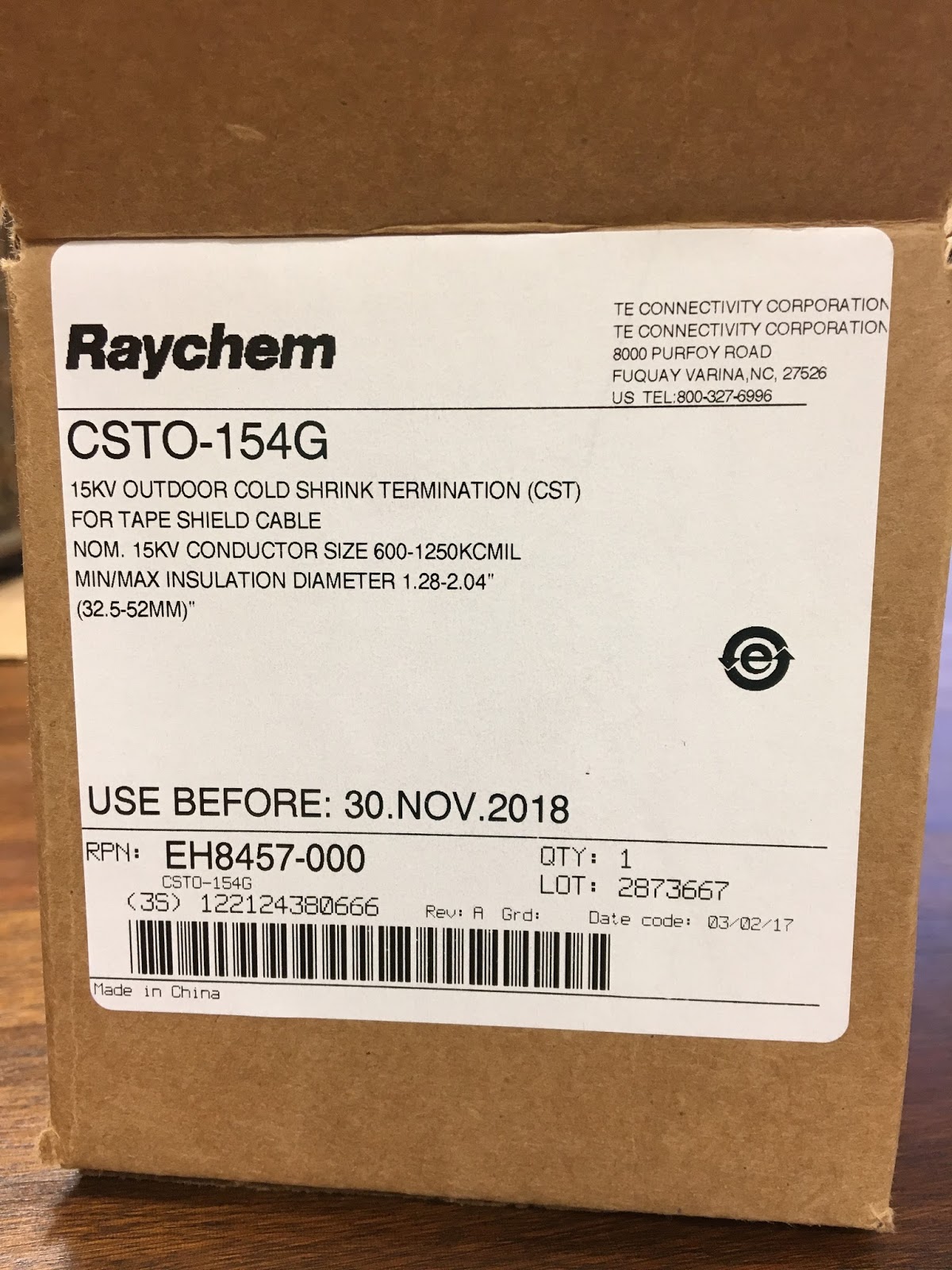 Raychem heat shrink csto cold shrink termination for outdoor use