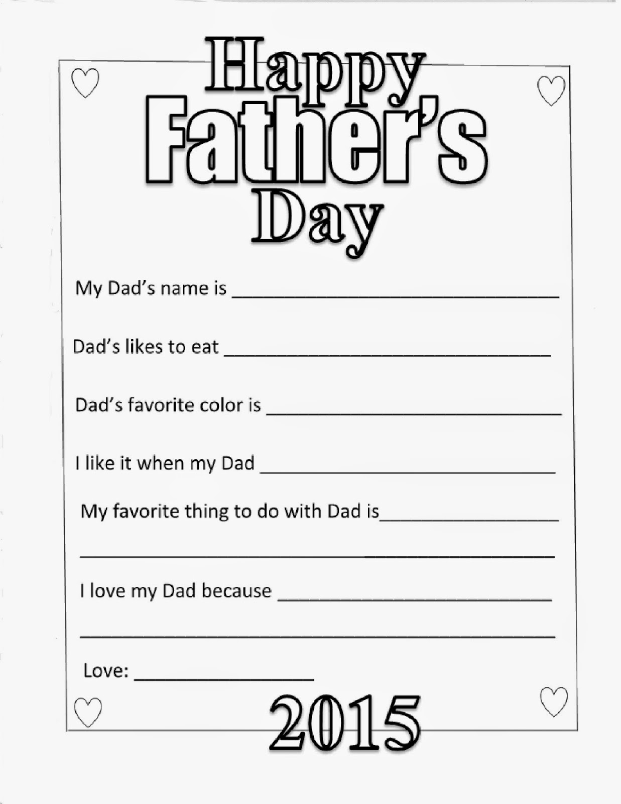Free Printables For Fathers Day