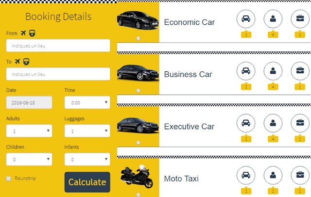 Car booking and different vehicle size available at Taxi in Paris