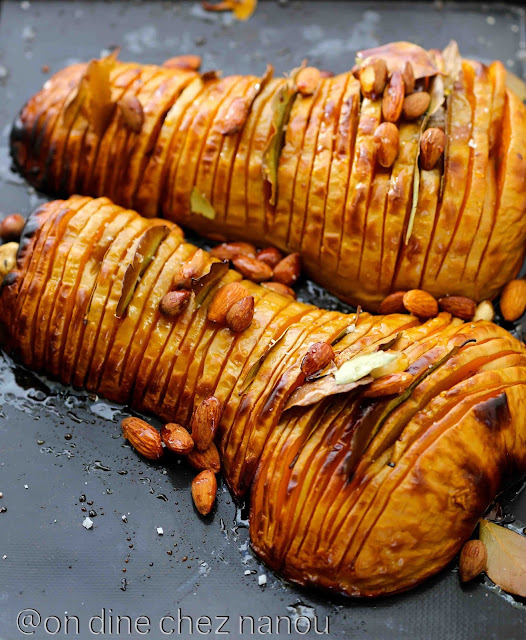 Butternut courge cuite au four façon hasselback courge , hasselback , butternut , légumes de fêtes , Donna HAy