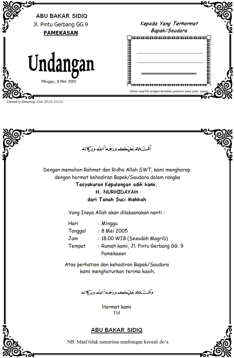 undangan aqiqah yang bisa di edit wood scribd indo