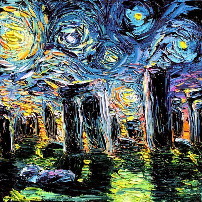 Aja Trier personajes de la cultura pop al estilo Vincent van Gogh | Postimpresionismo