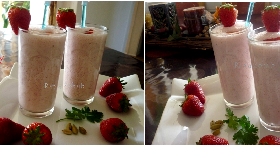 Rania @ Work with sugar&amp;#39;n spice: Strawberry Lassi