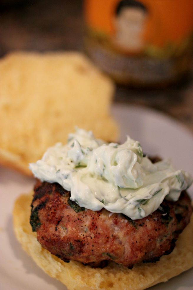Jalapeno Popper Chicken Burgers Jalapeno Popper Chicken Burgers.  Bacon, chicken and jalapenos ground together, grilled and topped with jalapeno cream cheese.  #VivaLaMorena AD