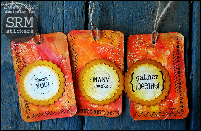 SRM Stickers Blog - Mixed Media Tags & Video by Shery - #fall #tags #mixed media, #stickers #punched pieces #thank you, 