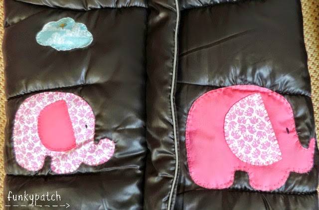 Saquito para silla de paseo personalizado con aplicaciones infantiles hechas a mano