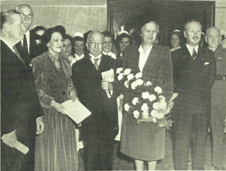 Photograph shows American Ambassador (Mr. George Garrett); Lord Farnham (President of the Hospital); Mrs. George Garrett; The Irish President (Sean T. O'Kelly); Mrs. O'Kelly; and Mr. Edward Bewley (Chairman). In attendance at the Gala American Concert to launch the Adelaide Hospital Fundraising Campaign (1950), Dublin, Ireland