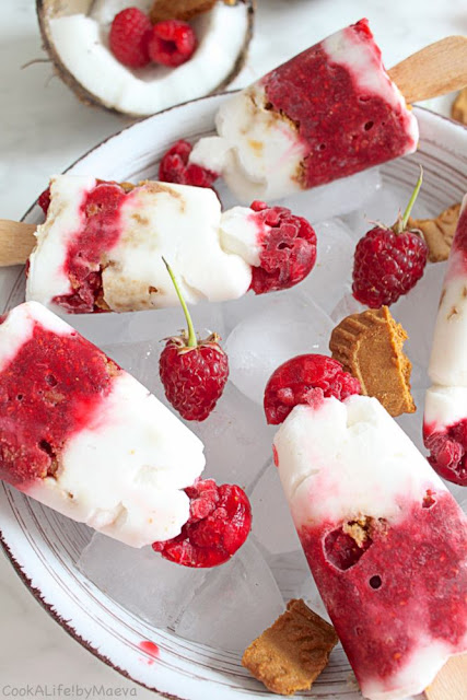 Esquimaux noix de coco, framboises et speculoos (vegan) • Cook A Life! by Maeva