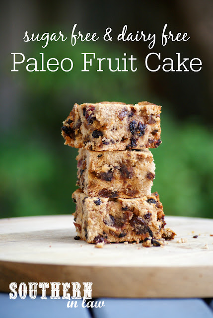 Easy Paleo Fruit Cake Recipe - gluten free, grain free, low carb, sugar free, healthy, dairy free,  peanut free, low fat, clean eating recipe