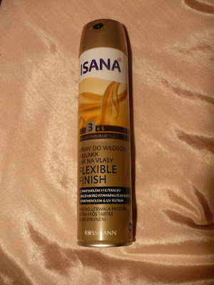 Spray do włosów Isana Flexibe Finish. 