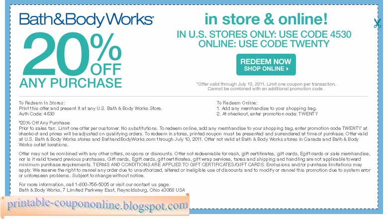 Bath and body works usa coupons