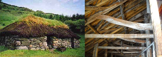 Medieval house roof inside