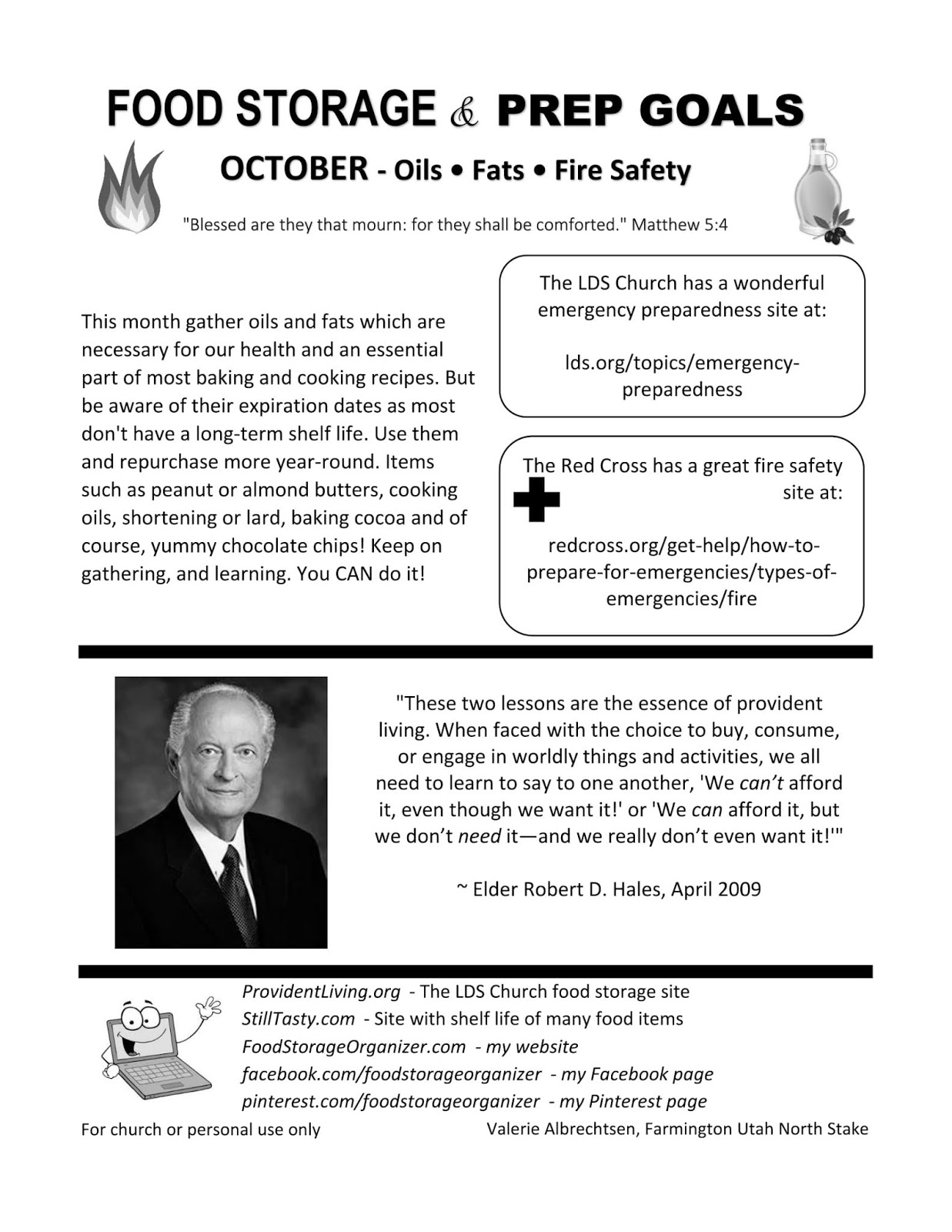 Food Storage Organizer October Food Storage And Prep Handout