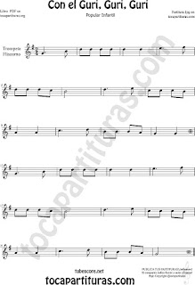 Trumpet and Flugelhorn Sheet Music for Con el Guri Guri Guri Children Music Scores