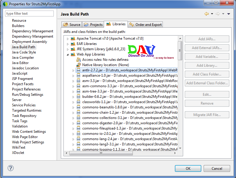 Setting Up Struts 2 in Eclipse