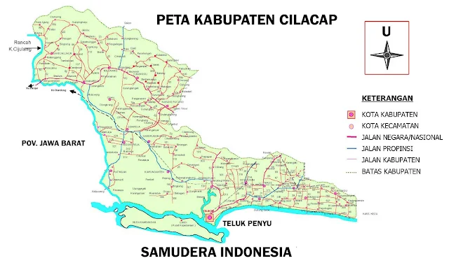 Gambar Peta Kabupaten Cilacap lengkap 24 kecamatan