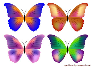 Colorful Butterflies With Gradient Mesh Vector Design