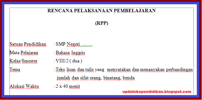 Rpp Bahasa Inggris Smp Kelas 8 Semester 2 Tahun 2018 2019 Update Info Pendidikan
