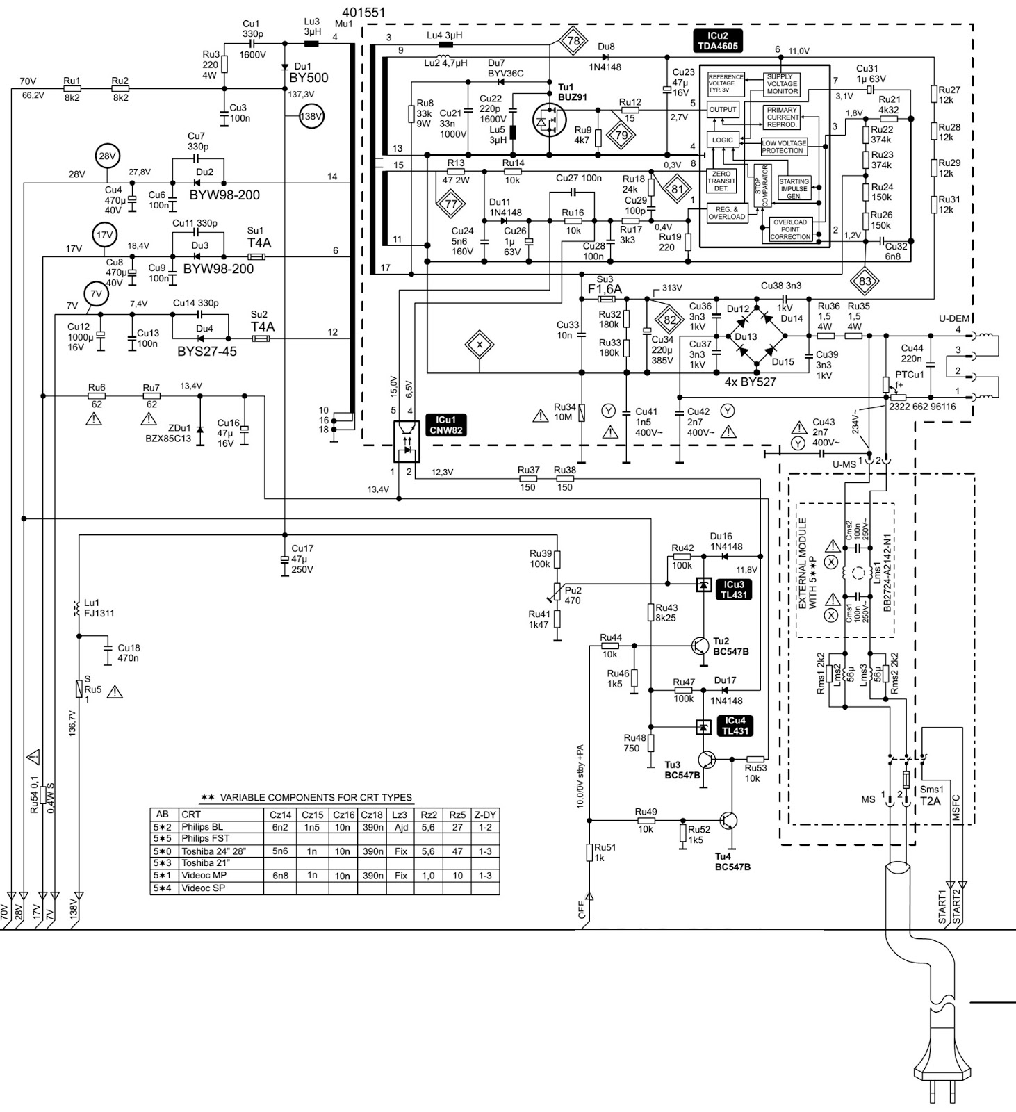 Electro Help  Tv Power Supply  Smps  Schematic   Circuit