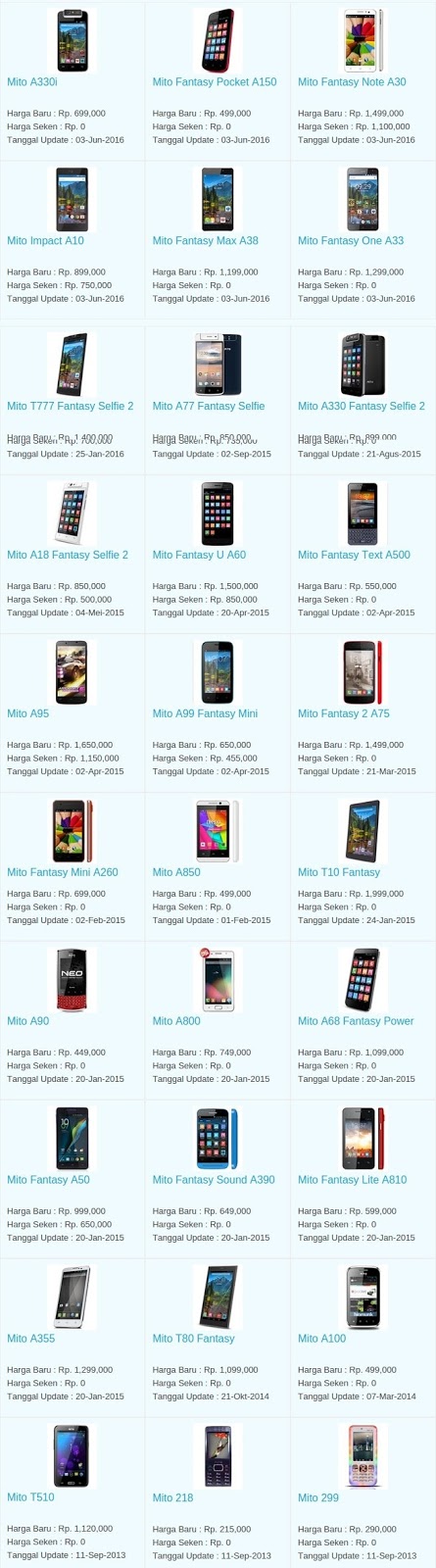 Daftar Harga Hp Terbaru Mito Juli 2016 Daftar Harga Hp Terbaru Mito Juli 2016