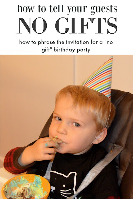 how to phrase no gift birthday party invitations