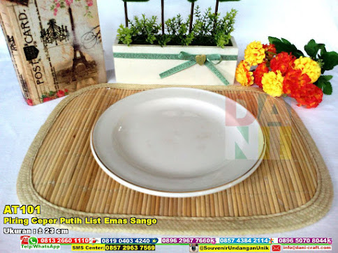 Piring Ceper Putih List Emas Sango