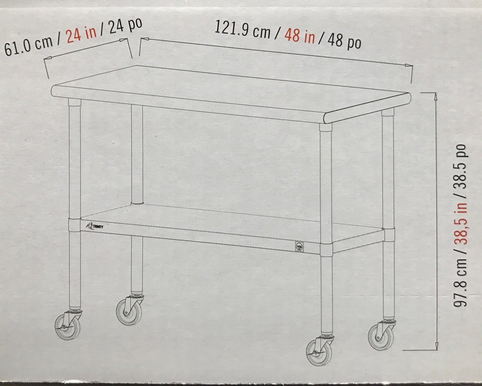 Trinity Stainless Steel Prep Table Costco Weekender