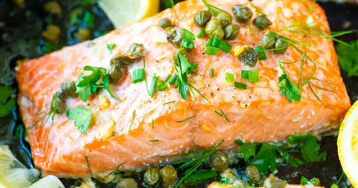 Garlic Caper Butter Baked Salmon Recipe