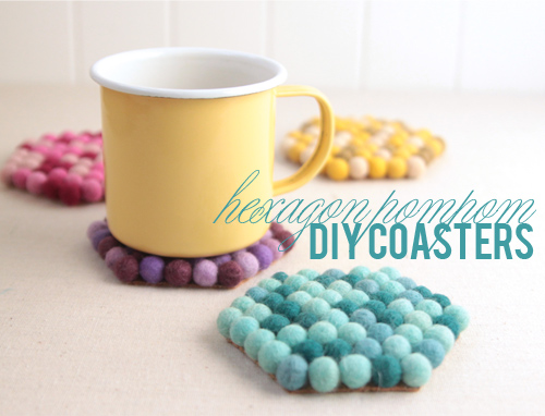 Hexagon Felt Pom Coasters // Benzie Design Hexagon Felt Pom Coasters // Benzie Design