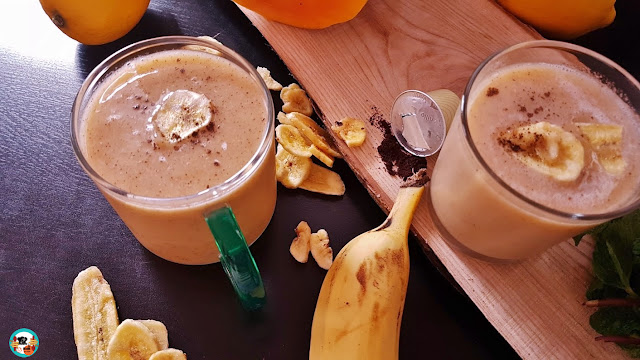 Smoothie de plátano,papaya y café