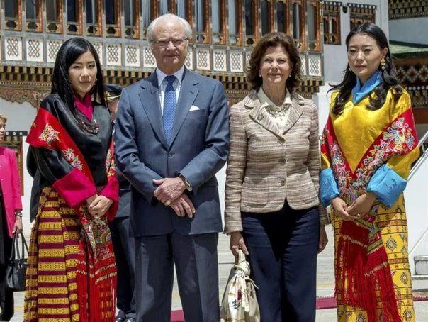 King Gustaf and Queen Silvia of Sweden, King Jigme Khesar Namgyel Wangchuck and Queen Jetsun Pema, Princess Kesang Choden Wangchuck, Princess Ashi Chimi Yangzom Wangchuck in Buthan