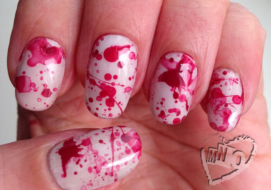 9. Halloween nail art with blood splatter - wide 5