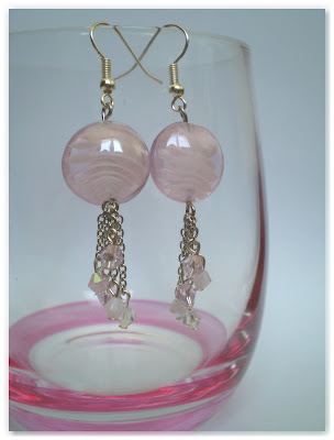boucles d'oreilles rose clair et argenté