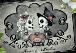 Gray & Black Halloween Skeleton Love wedding Invite