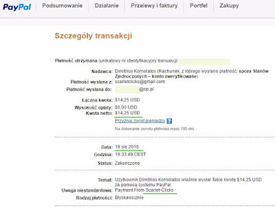 Scarlet-Clicks - dowód wypłaty - zarabianie przez internet